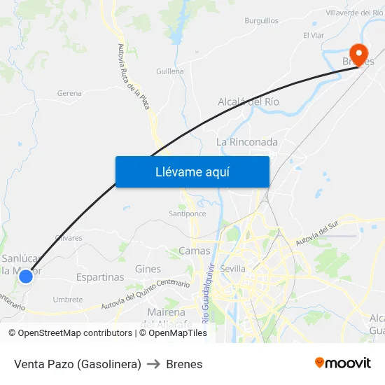 Venta Pazo (Gasolinera) to Brenes map