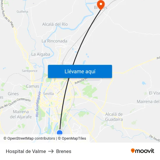 Hospital de Valme to Brenes map