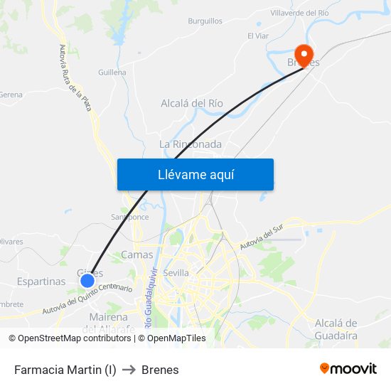 Farmacia Martin (I) to Brenes map