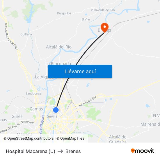 Hospital Macarena (U) to Brenes map