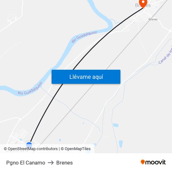 Pgno El Canamo to Brenes map