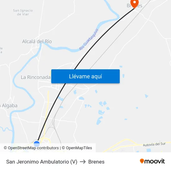 San Jeronimo Ambulatorio (V) to Brenes map