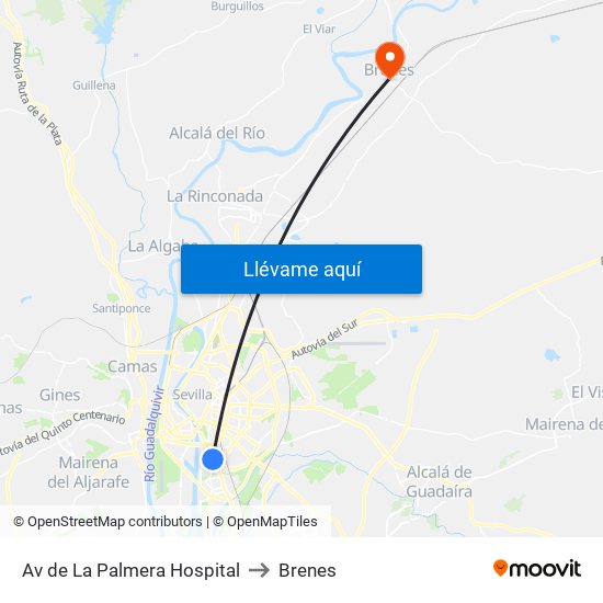 Av de La Palmera Hospital to Brenes map