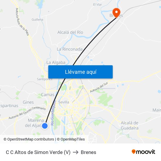 C C Altos de Simon Verde (V) to Brenes map