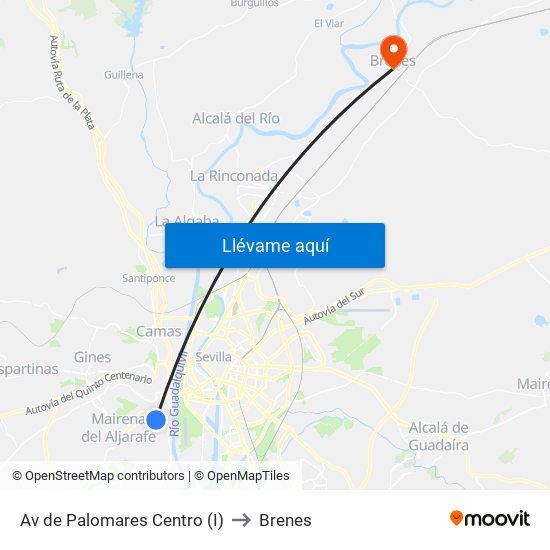 Av de Palomares Centro (I) to Brenes map