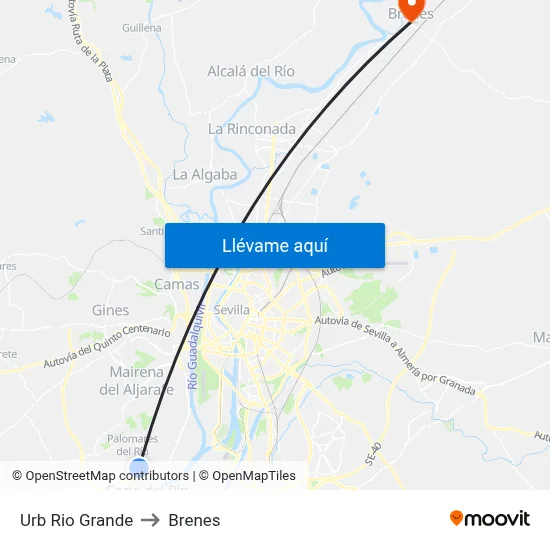 Urb Rio Grande to Brenes map