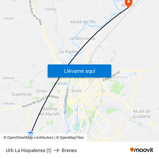 Urb La Hispalense (I) to Brenes map