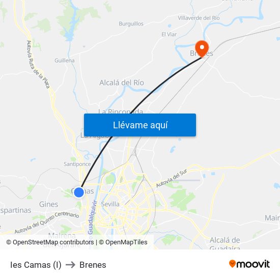 Ies Camas (I) to Brenes map