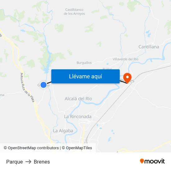 Parque to Brenes map