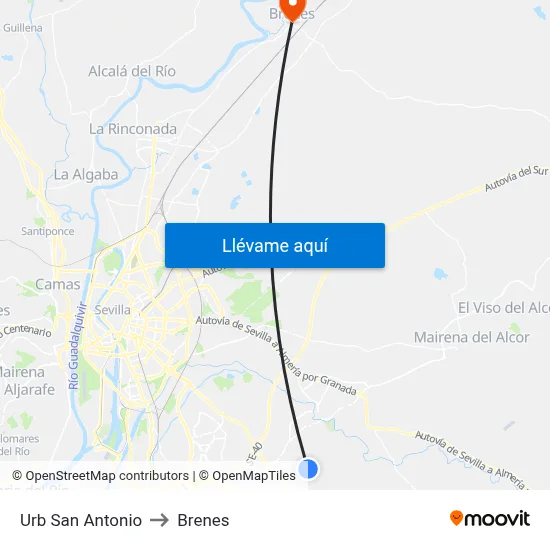 Urb San Antonio to Brenes map