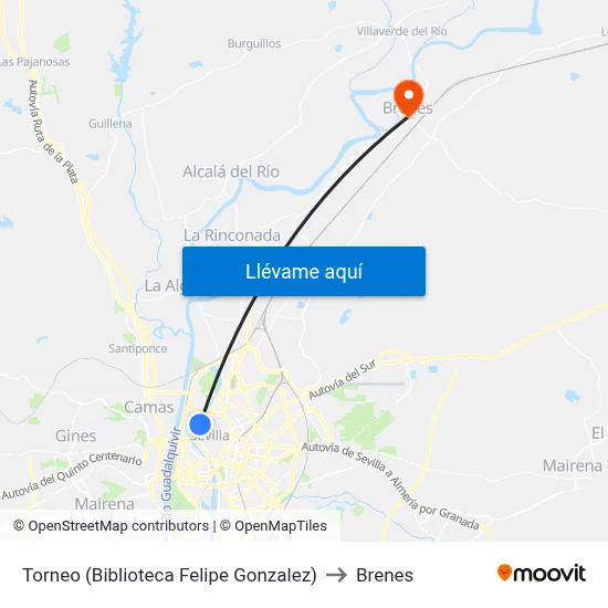 Torneo (Biblioteca Felipe Gonzalez) to Brenes map