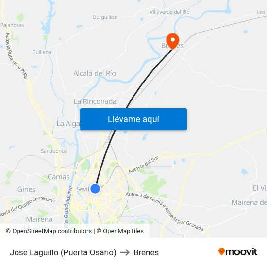 José Laguillo (Puerta Osario) to Brenes map