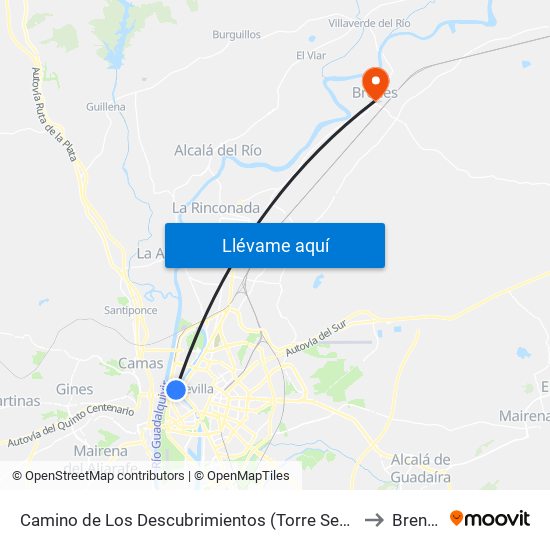 Camino de Los Descubrimientos (Torre Sevilla) to Brenes map