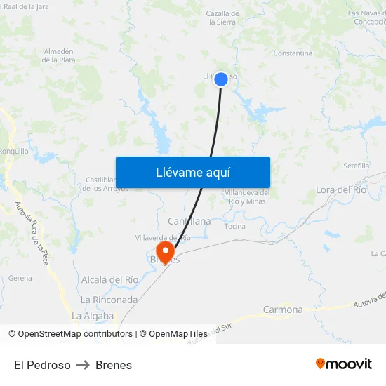 El Pedroso to Brenes map