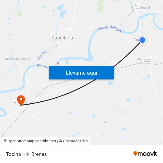 Tocina to Brenes map