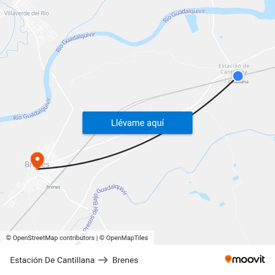 Estación De Cantillana to Brenes map