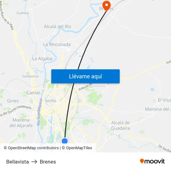 Bellavista to Brenes map