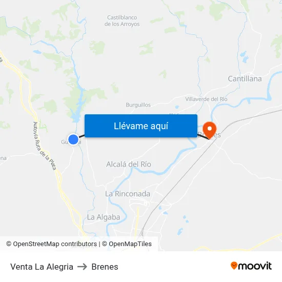 Venta La Alegria to Brenes map