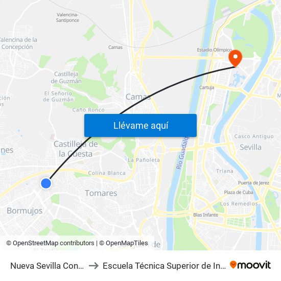 Nueva Sevilla Convento to Escuela Técnica Superior de Ingeniería map
