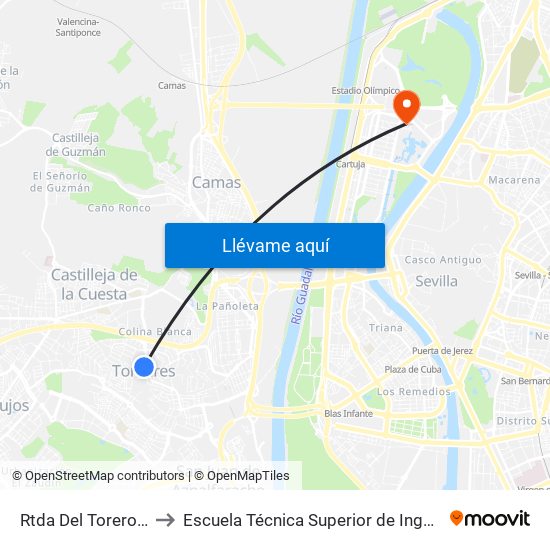 Rtda Del Torero (V) to Escuela Técnica Superior de Ingeniería map