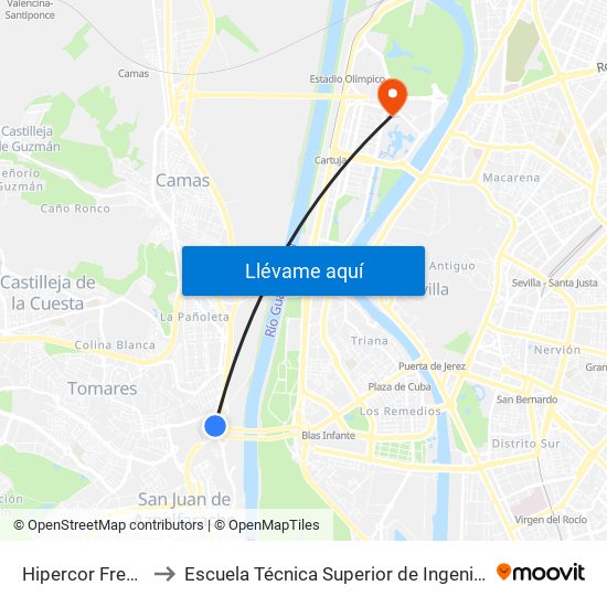 Hipercor Frente to Escuela Técnica Superior de Ingeniería map
