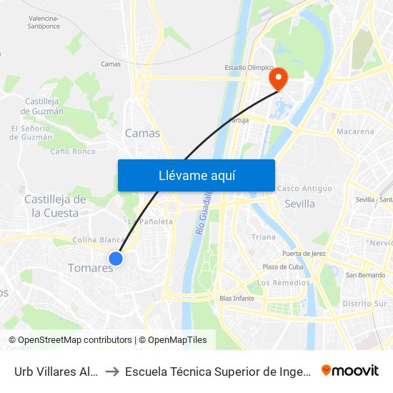 Urb Villares Altos to Escuela Técnica Superior de Ingeniería map
