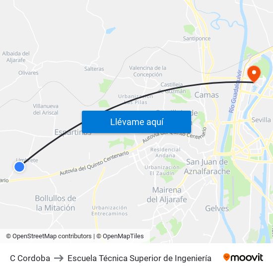 C Cordoba to Escuela Técnica Superior de Ingeniería map