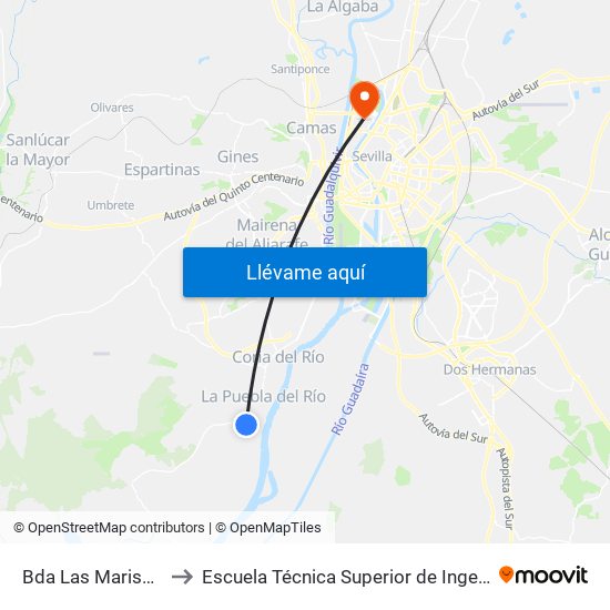 Bda Las Marismas to Escuela Técnica Superior de Ingeniería map