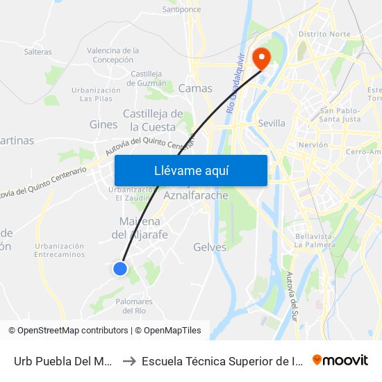 Urb Puebla Del Marques to Escuela Técnica Superior de Ingeniería map