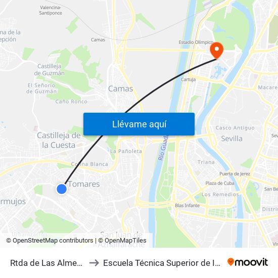 Rtda de Las Almenas(V) to Escuela Técnica Superior de Ingeniería map