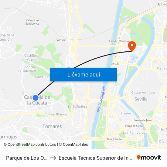 Parque de Los Olivos to Escuela Técnica Superior de Ingeniería map