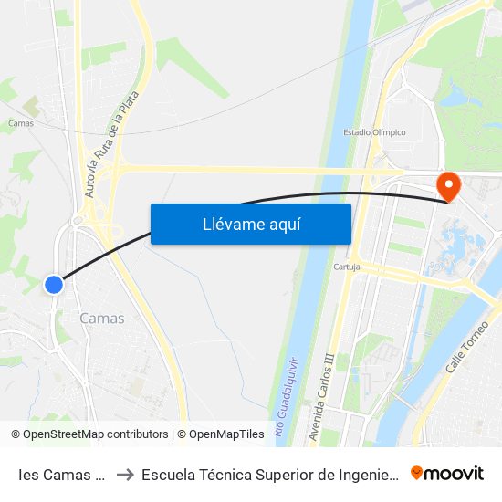 Ies Camas (I) to Escuela Técnica Superior de Ingeniería map