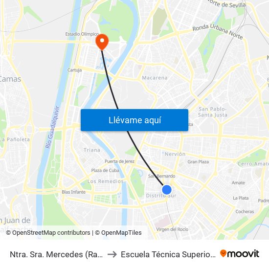 Ntra. Sra. Mercedes (Ramón Carande) to Escuela Técnica Superior de Ingeniería map