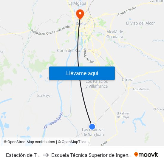 Estación de Tren to Escuela Técnica Superior de Ingeniería map