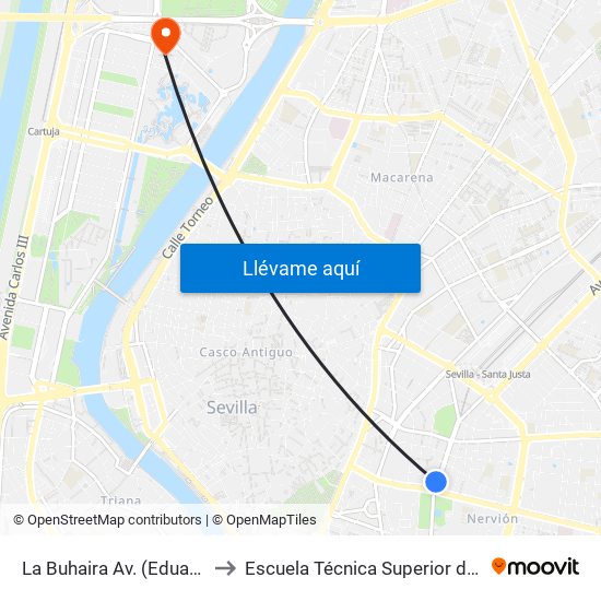 La Buhaira  Av. (Eduardo Dato) to Escuela Técnica Superior de Ingeniería map