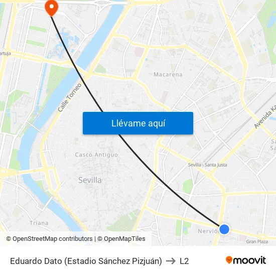 Eduardo Dato (Estadio Sánchez Pizjuán) to L2 map