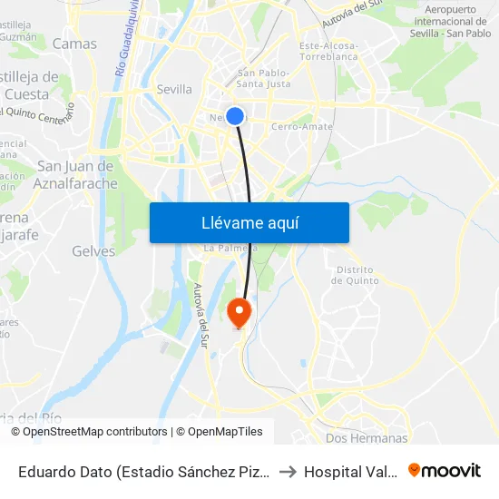 Eduardo Dato (Estadio Sánchez Pizjuán) to Hospital Valme map