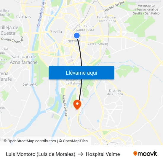 Luis Montoto (Luis de Morales) to Hospital Valme map