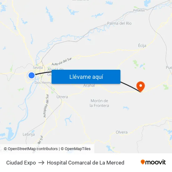 Ciudad Expo to Hospital Comarcal de La Merced map