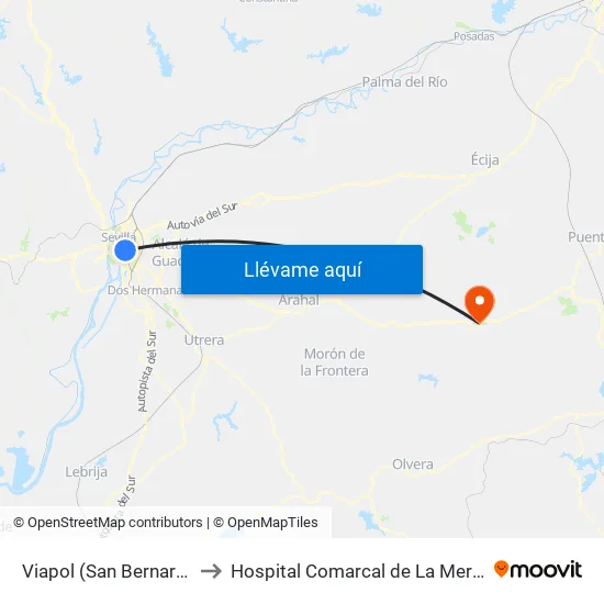 Viapol (San Bernardo) to Hospital Comarcal de La Merced map