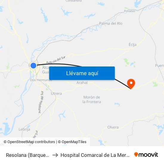 Resolana (Barqueta) to Hospital Comarcal de La Merced map