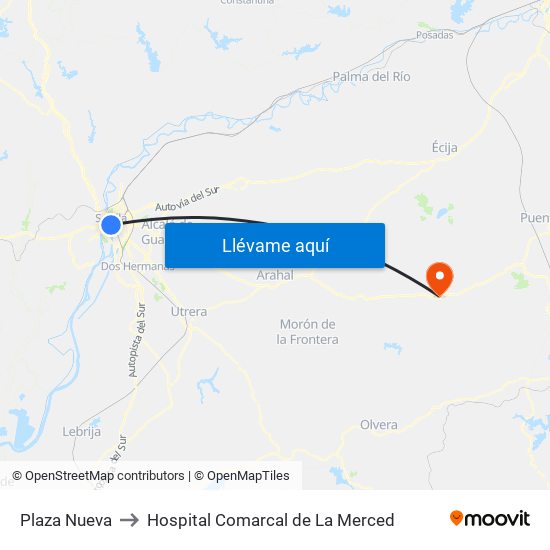 Plaza Nueva to Hospital Comarcal de La Merced map
