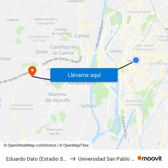 Eduardo Dato (Estadio Sánchez Pizjuán) to Universidad San Pablo Andalucía Ceu map