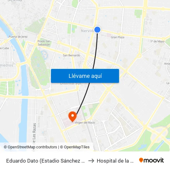 Eduardo Dato (Estadio Sánchez Pizjuán) to Hospital de la Mujer map