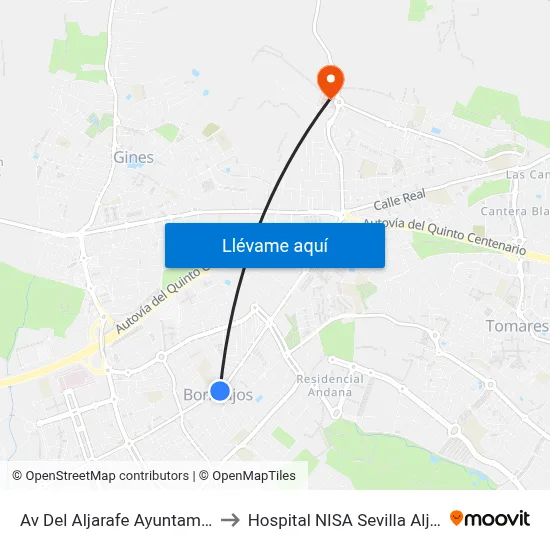 Av Del Aljarafe Ayuntamiento to Hospital NISA Sevilla Aljarafe map