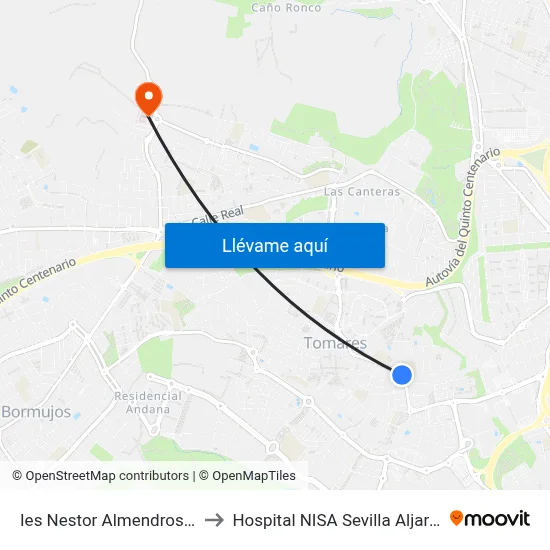 Ies Nestor Almendros(V) to Hospital NISA Sevilla Aljarafe map