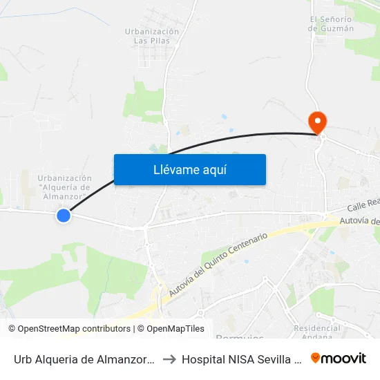 Urb Alqueria de Almanzor (Frente) to Hospital NISA Sevilla Aljarafe map