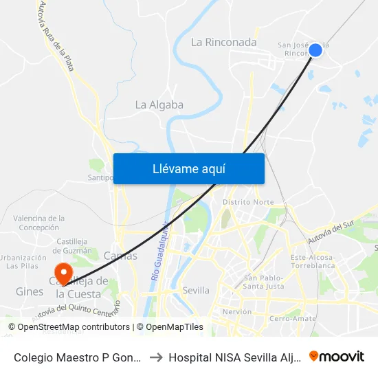 Colegio Maestro P Gonzalez to Hospital NISA Sevilla Aljarafe map