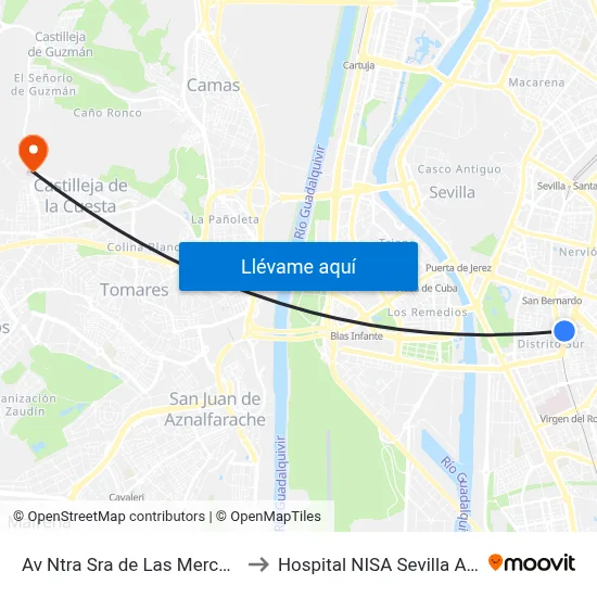 Av Ntra Sra de Las Mercedes (I) to Hospital NISA Sevilla Aljarafe map
