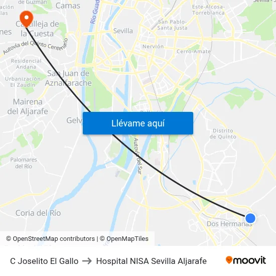 C Joselito El Gallo to Hospital NISA Sevilla Aljarafe map